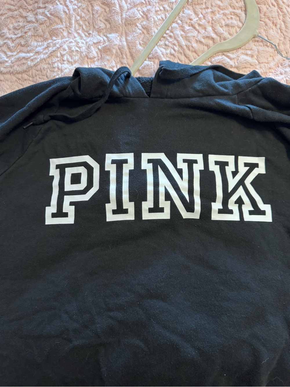 PINK Black Hoodie Sweatshirt Dress